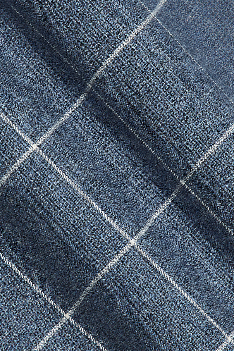Somelos Blue Flannel Windowpane Custom Shirt