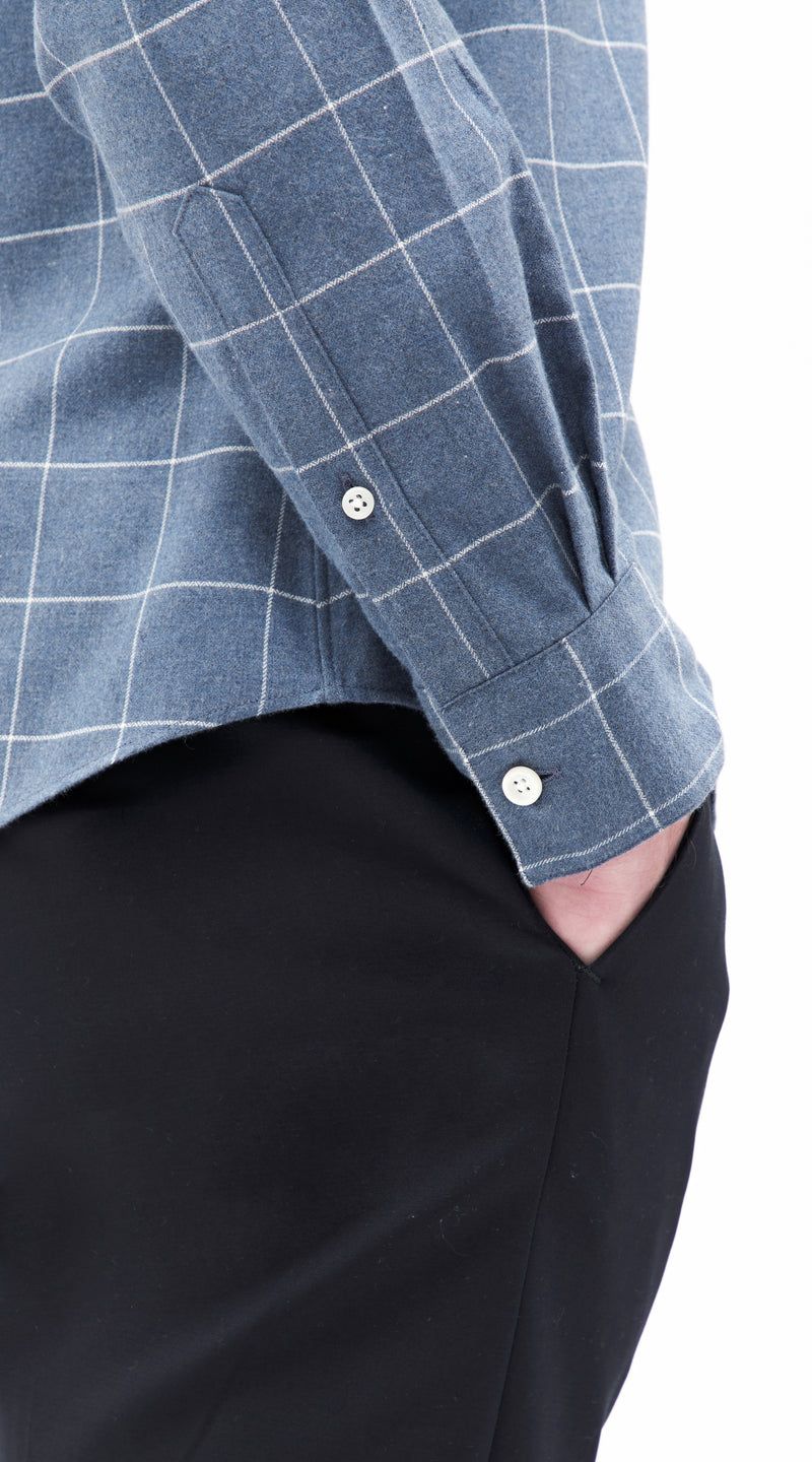 Somelos Blue Flannel Windowpane Custom Shirt