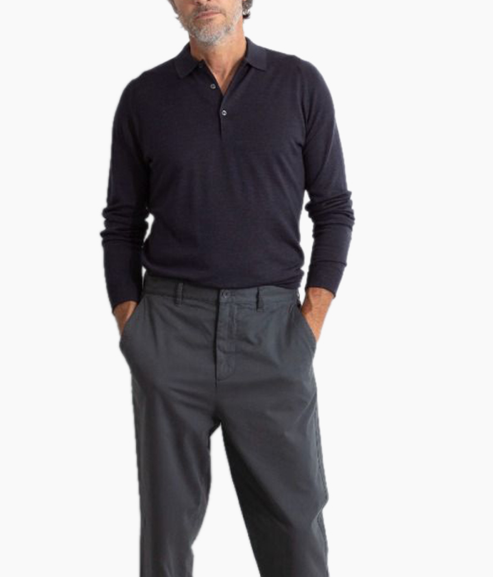 Belper Hepburn Smoke Long Sleeve Polo Shirt