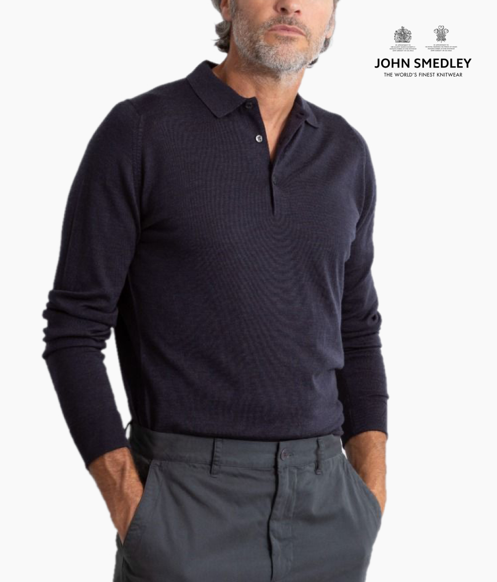 Belper Hepburn Smoke Long Sleeve Polo Shirt