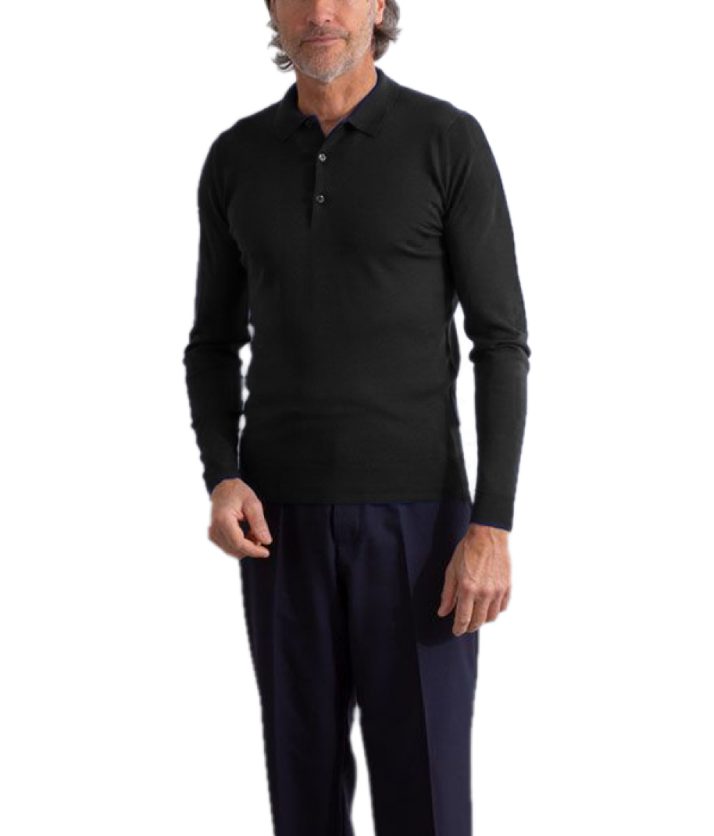 Belper Black Long Sleeve Polo Shirt