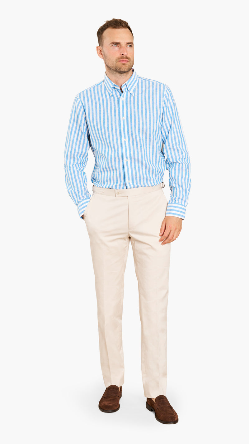 Light Blue Stripe Linen Custom Shirt