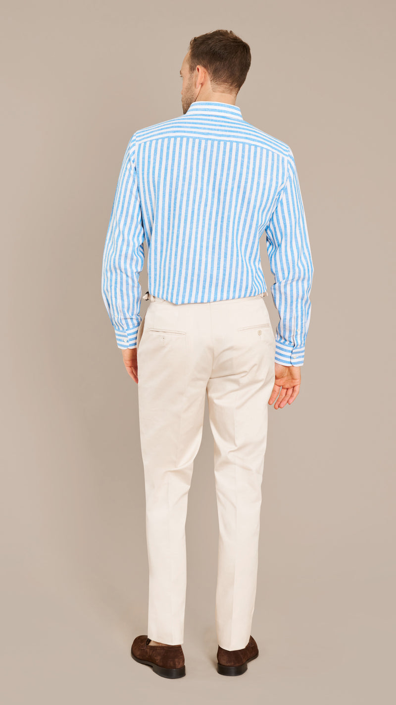 Light Blue Stripe Linen Custom Shirt