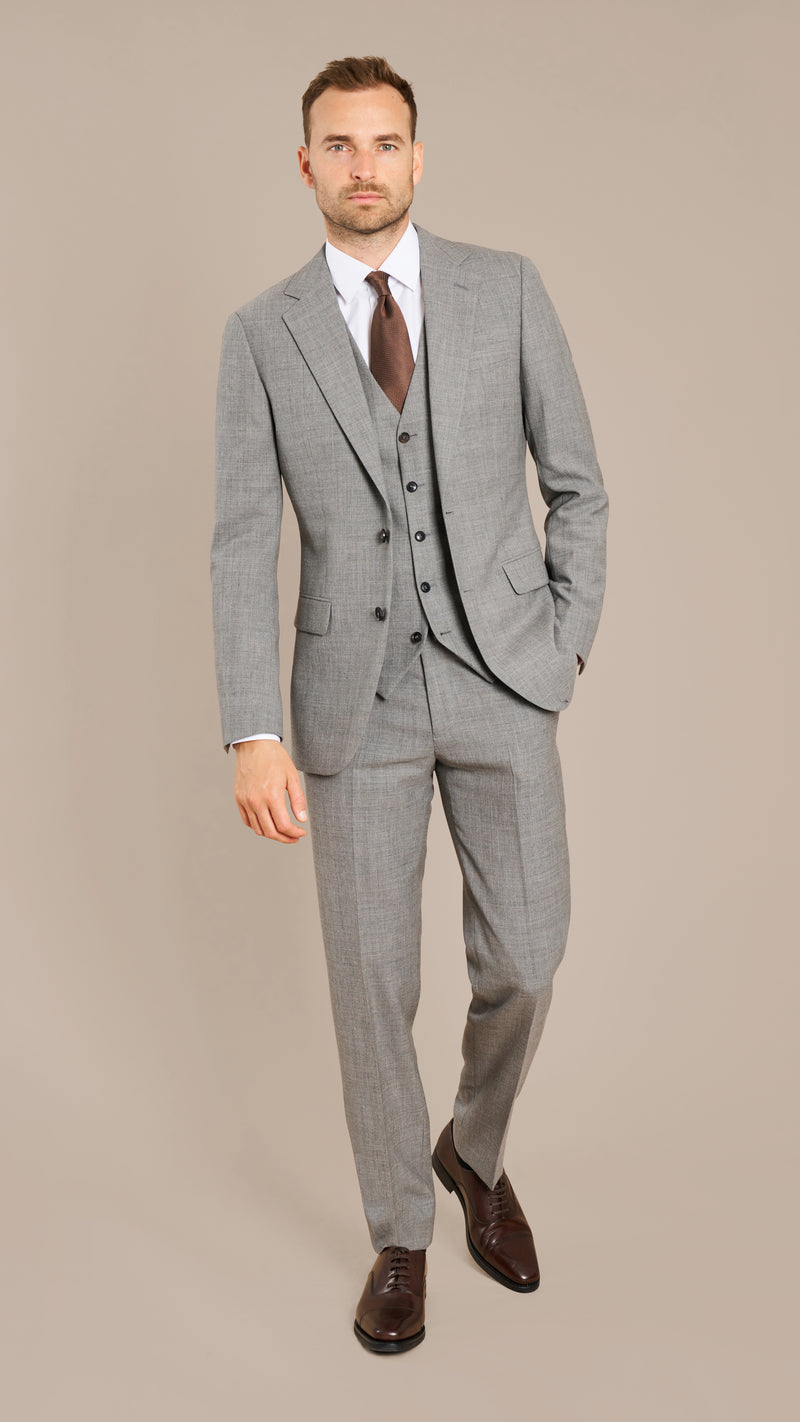 Alfred Brown Mid Grey High Twist Wool Suit
