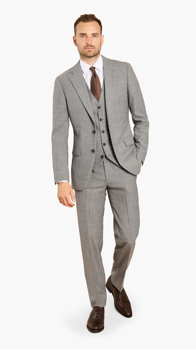 Alfred Brown Mittelgrauer High-Twist-Wollanzug (Ready-to-Wear)