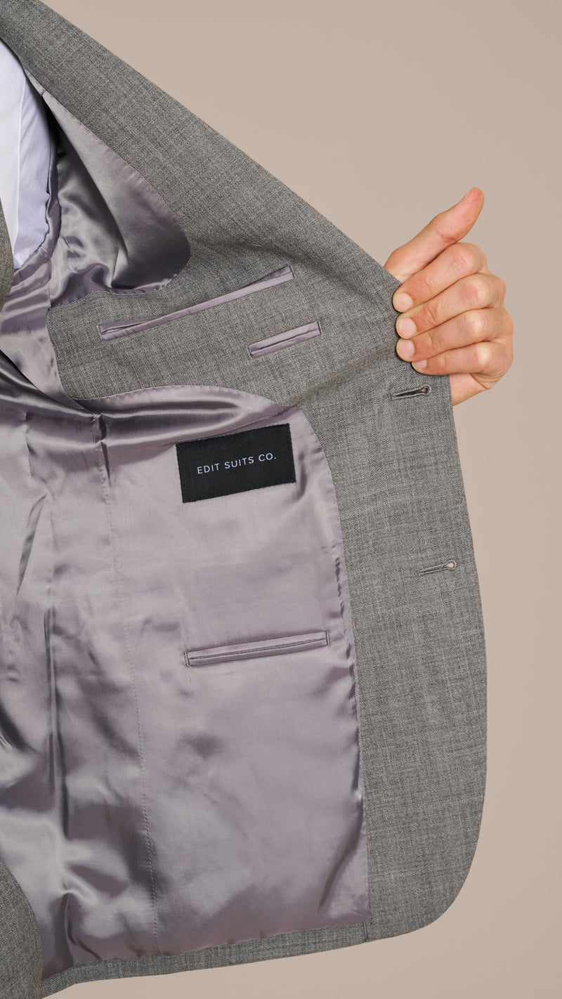 Alfred Brown Mid Grey High Twist Wool Suit