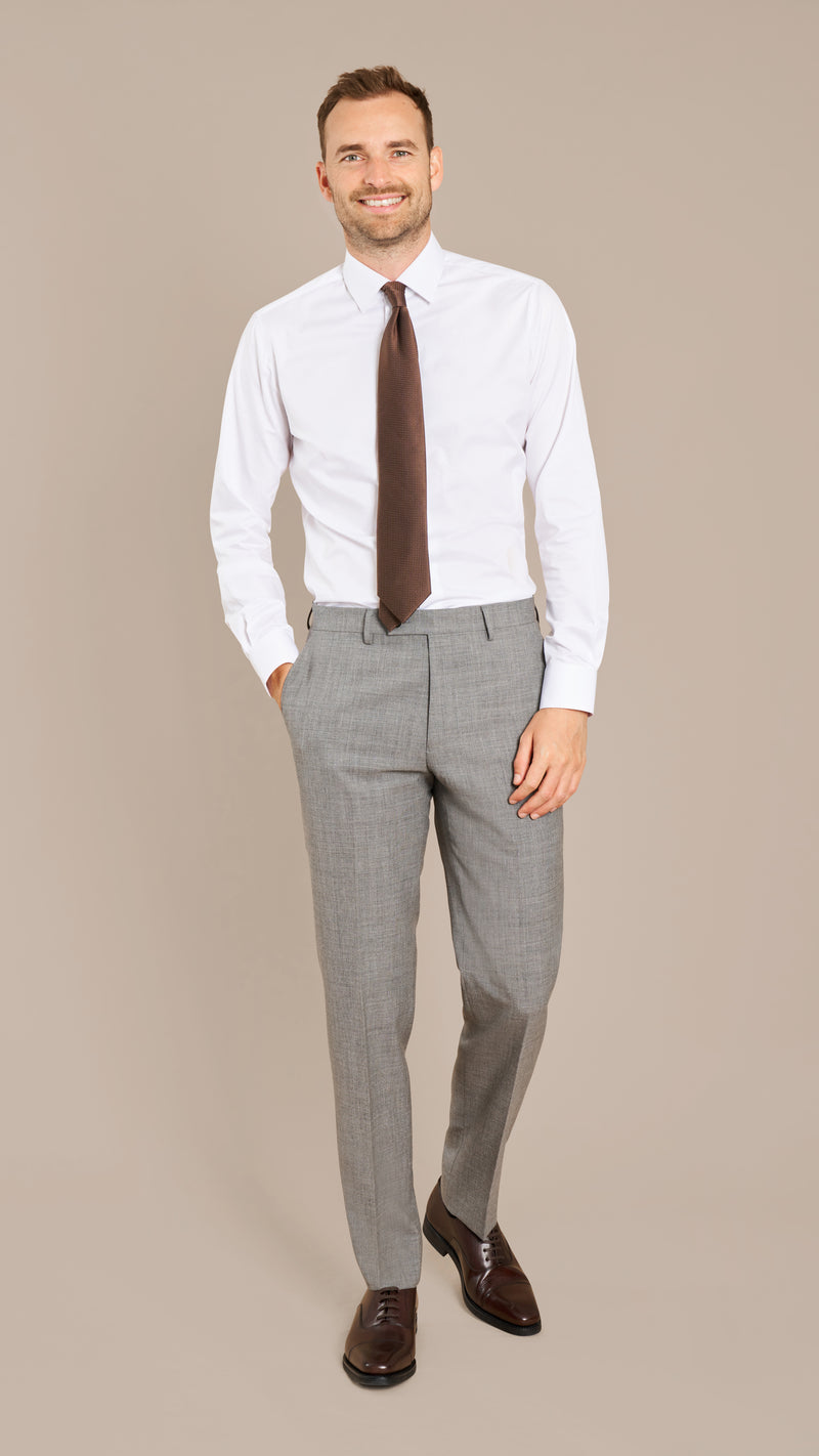 Alfred Brown Mid Grey High Twist Wool Suit