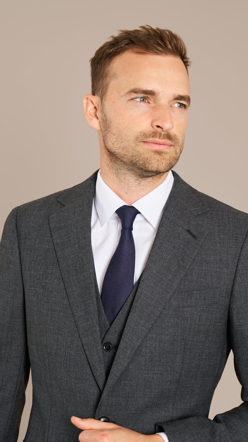 Alfred Brown Dark Grey High Twist Wool Suit