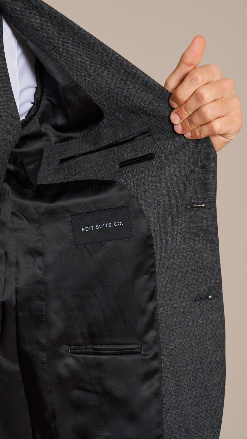 Alfred Brown Dark Grey High Twist Wool Suit