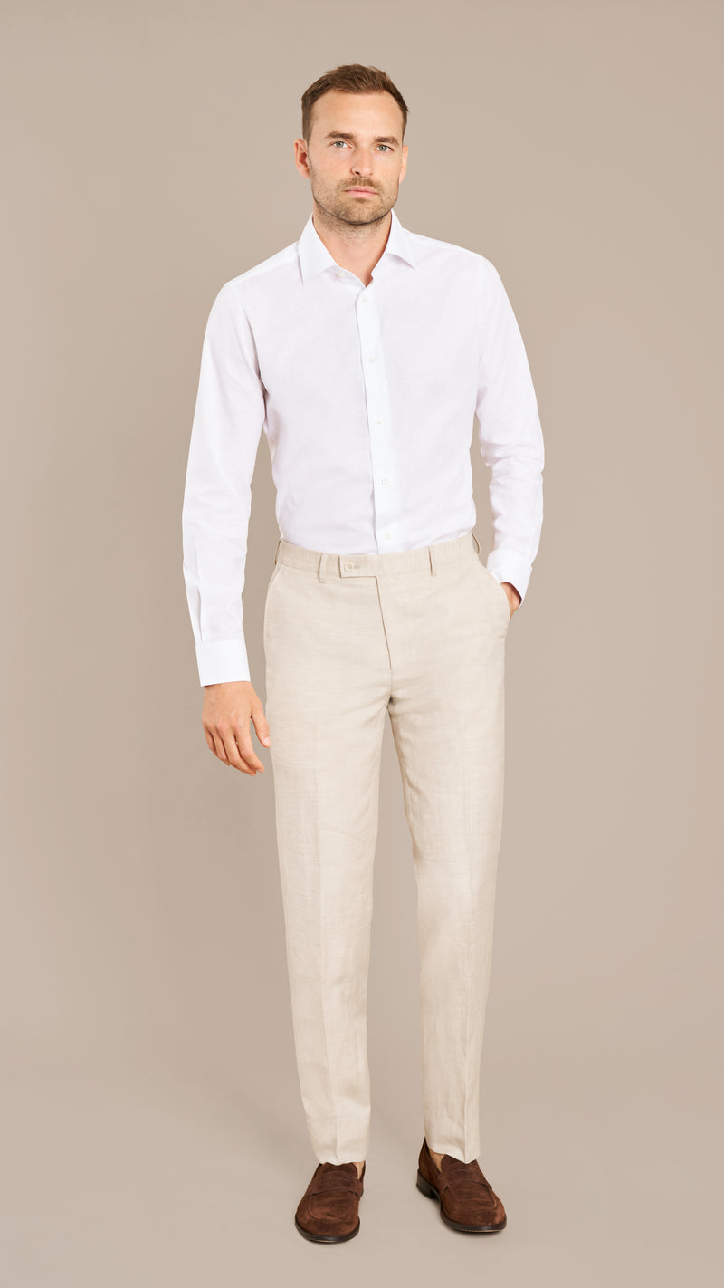 Alfred Brown Cream Wool Linen Suit