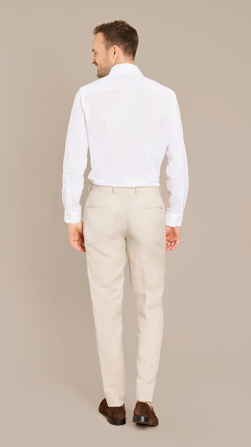 Alfred Brown Cream Wool Linen Suit