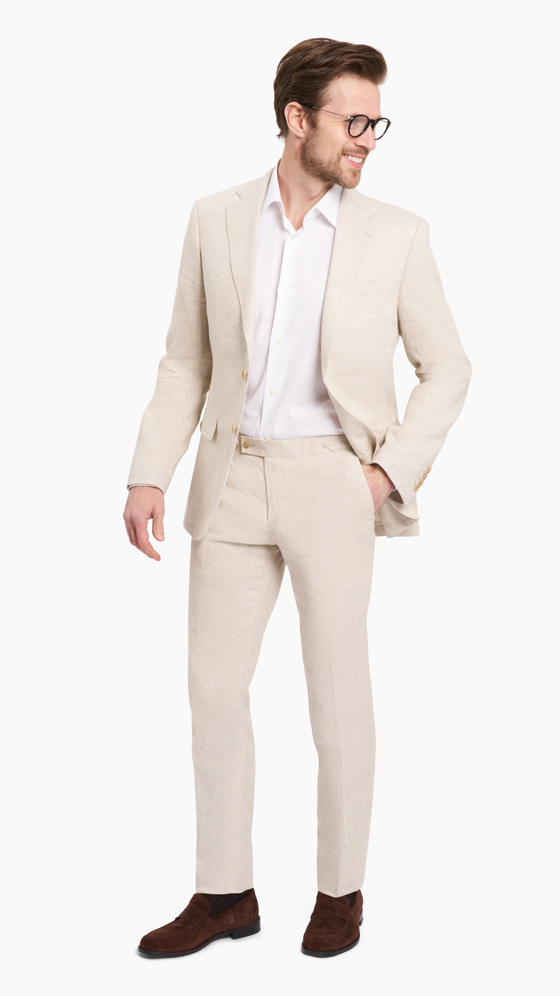 Natural Cream Linen Suit - Suit