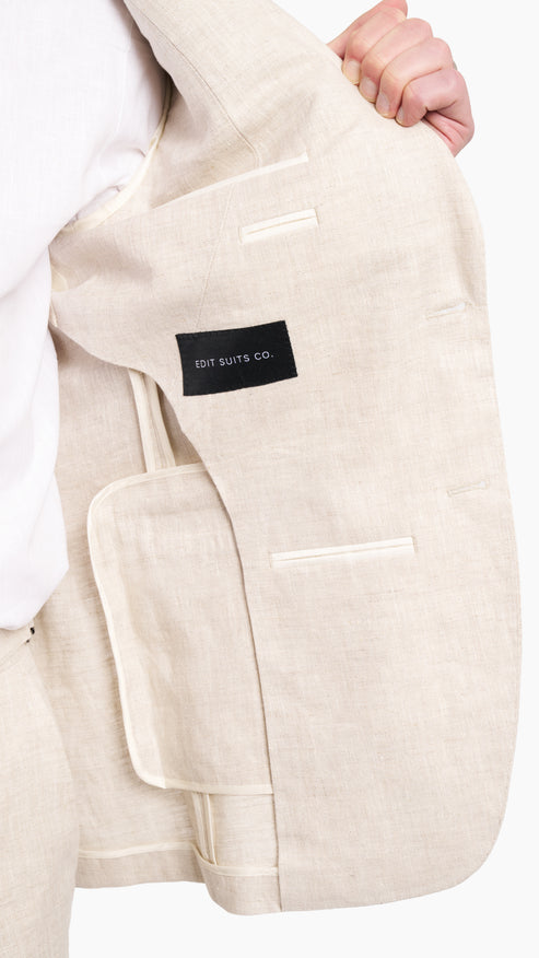 Natural Cream Linen Suit - Suit