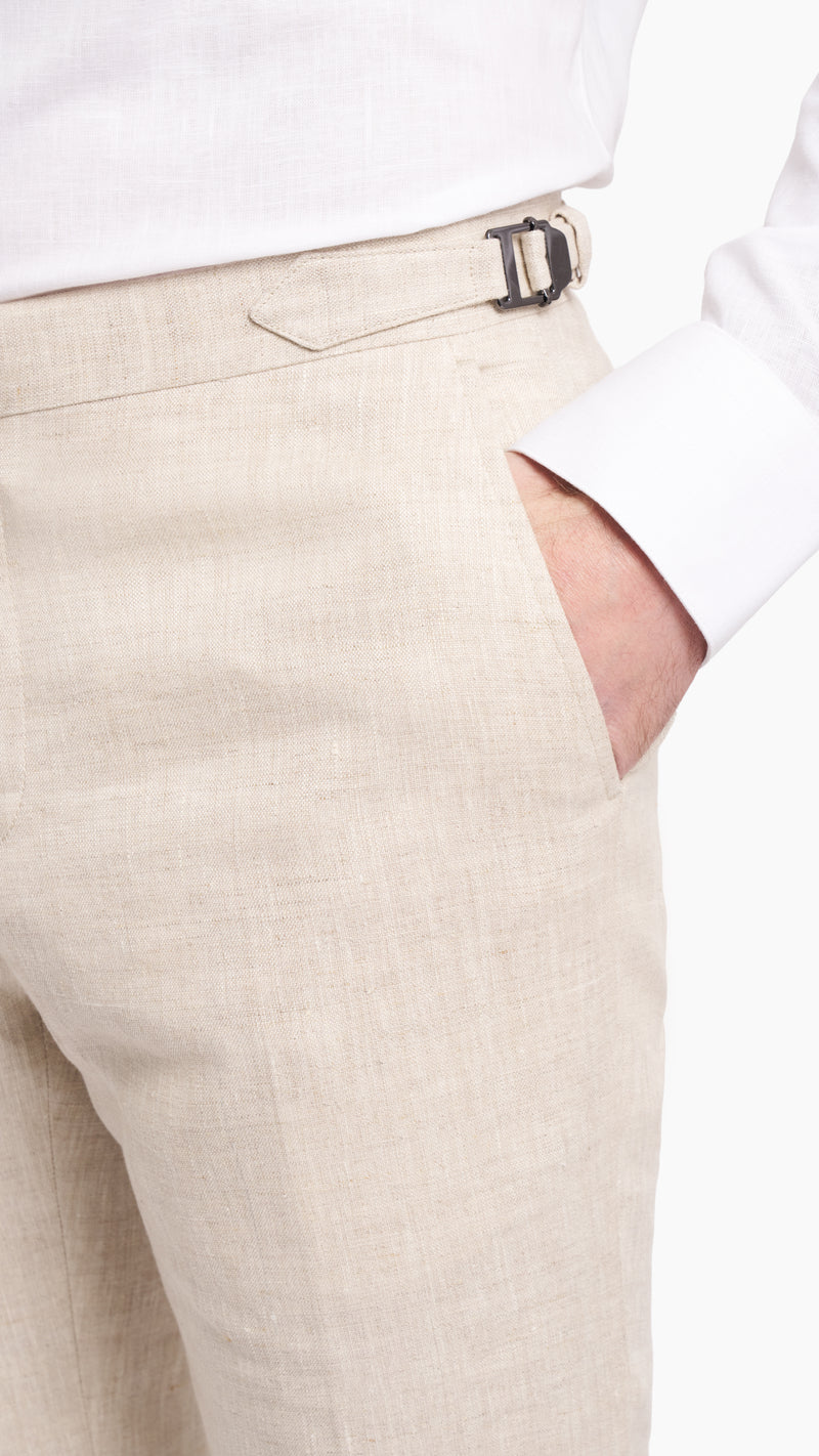 Natural Cream Linen Suit - Suit