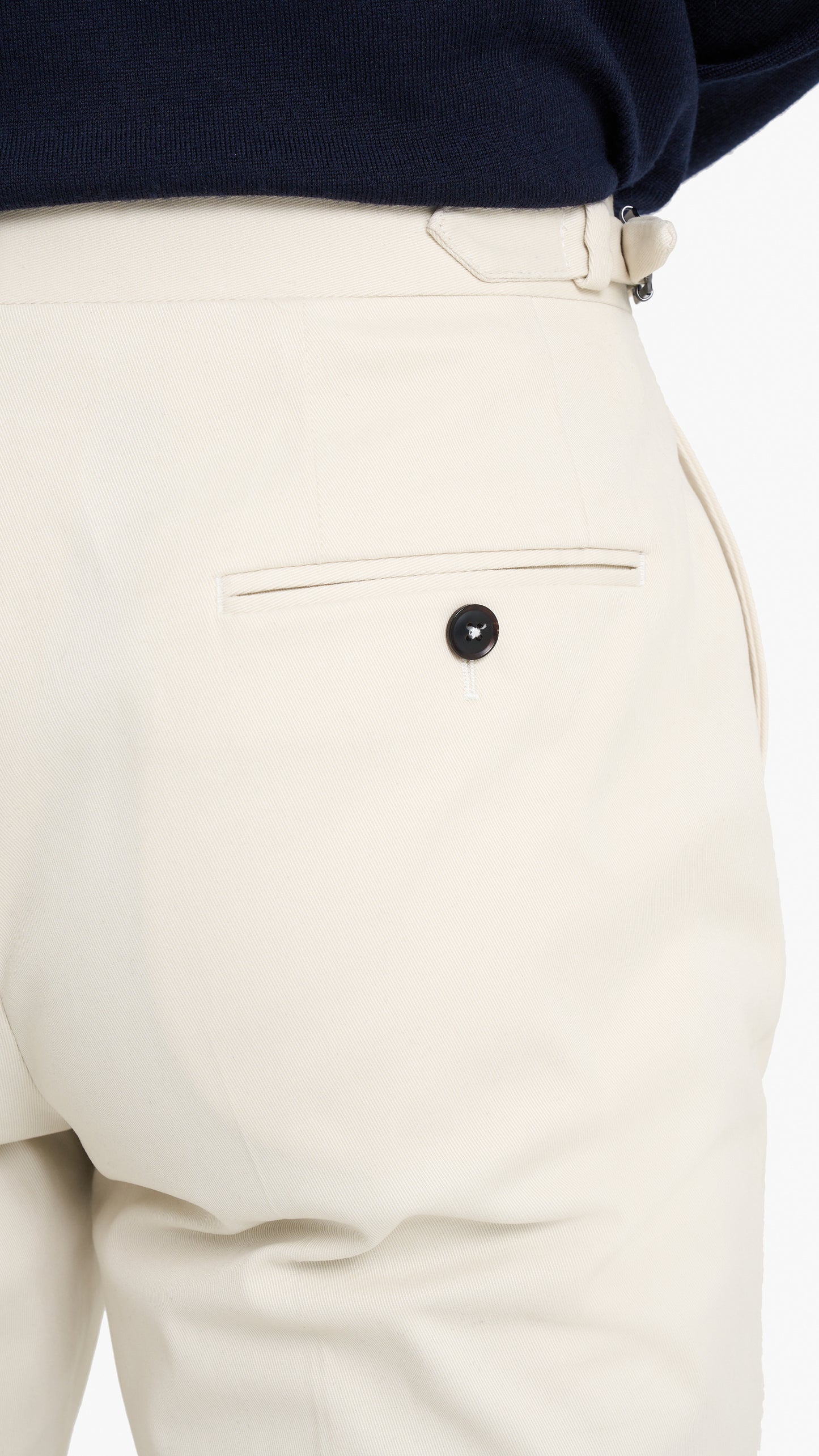 Cream Cotton Plain Custom Trouser