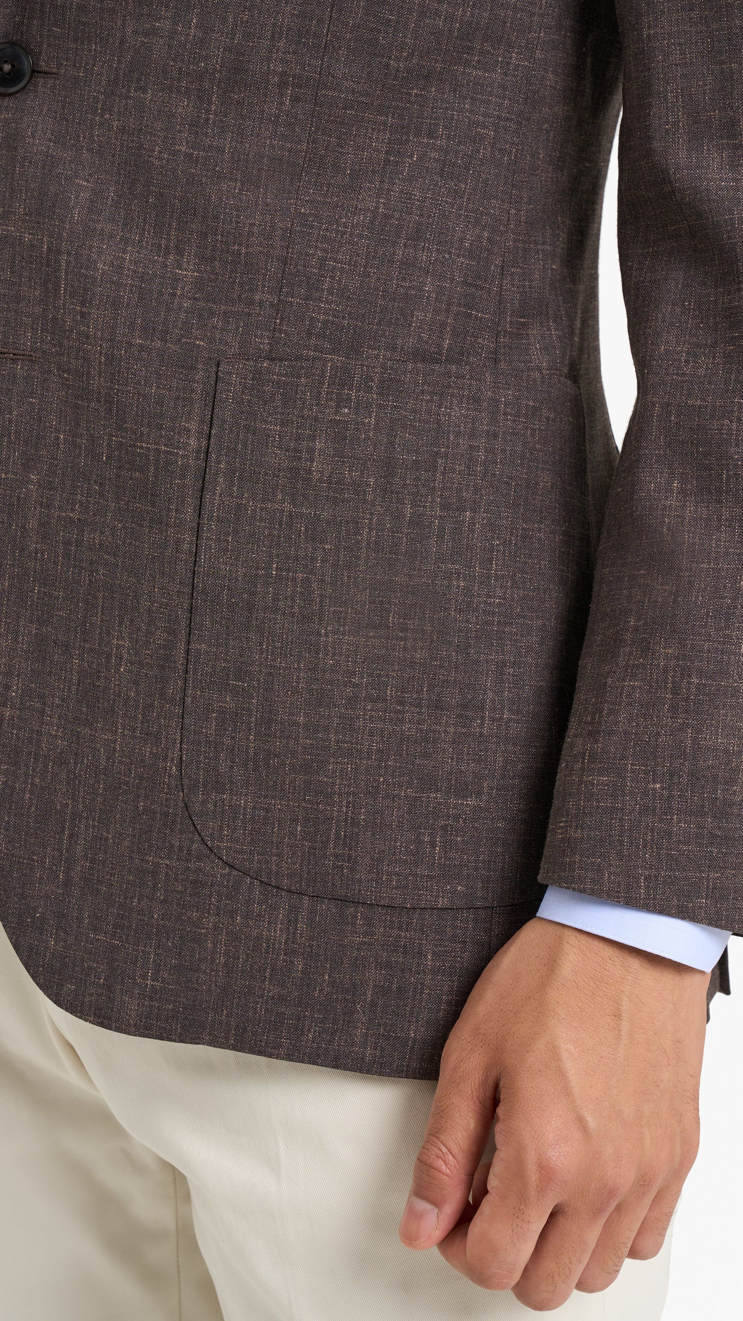 Brown Silk Linen Plain  Custom Jacket