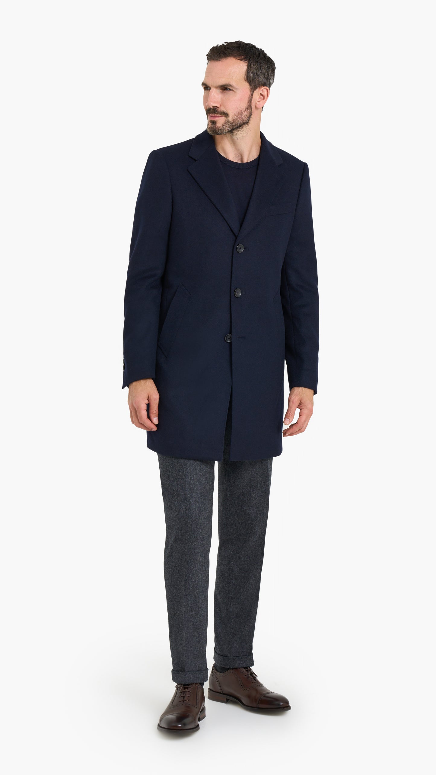 Navy Single Breasted Overcoat