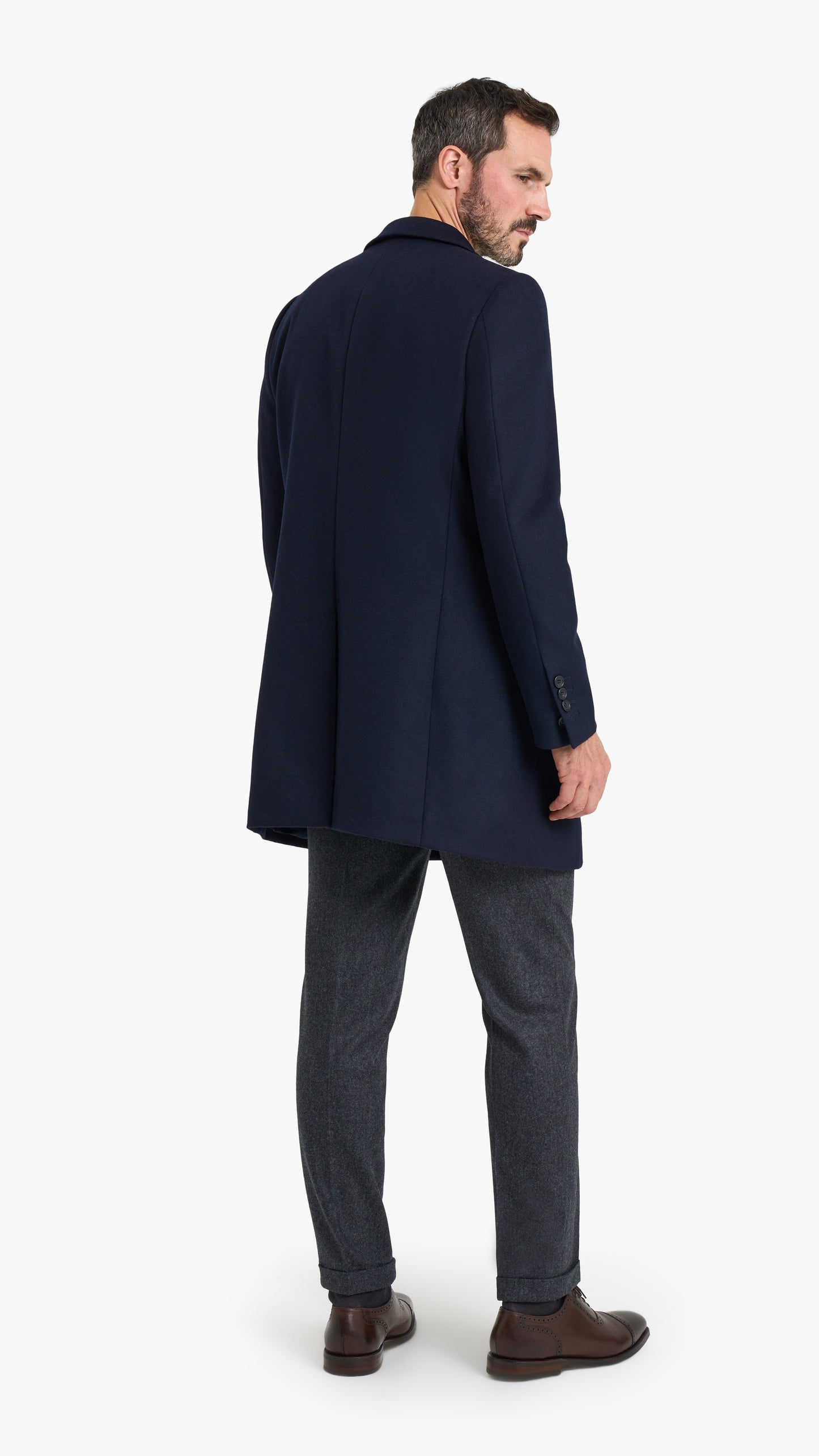 Navy Single Breasted Overcoat