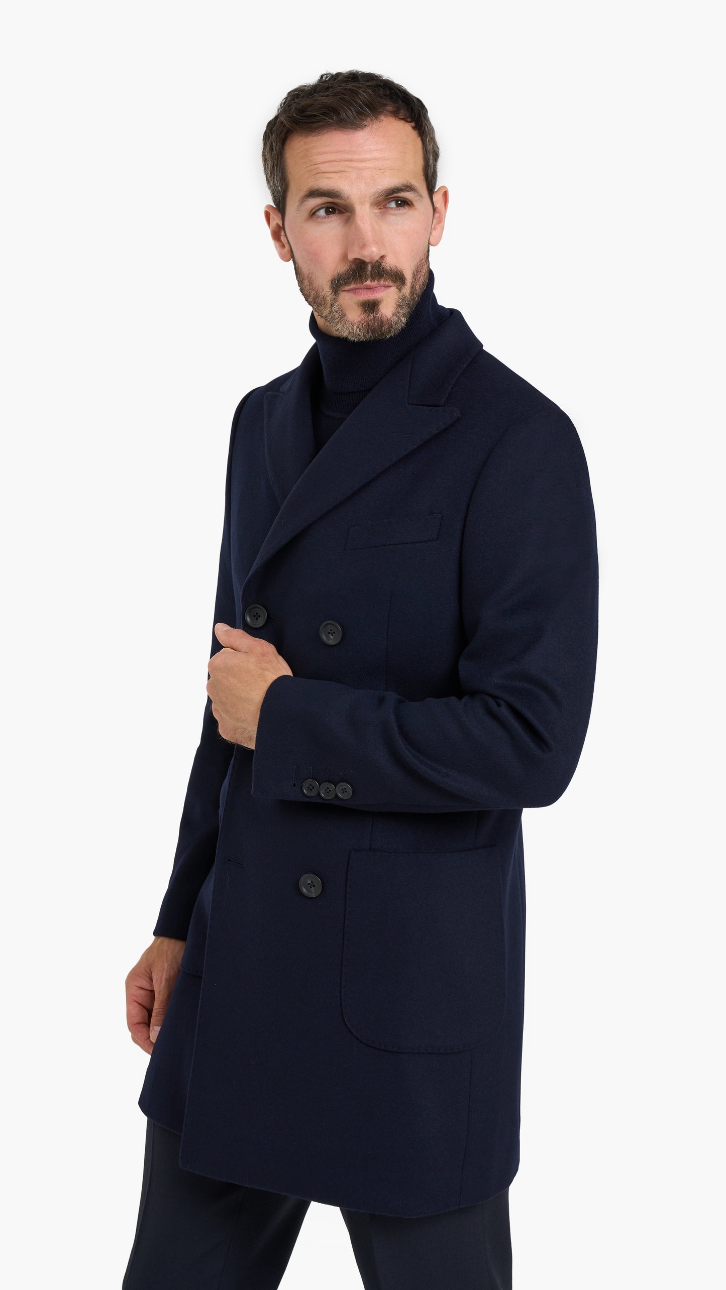 Navy Double Breasted Overcoat