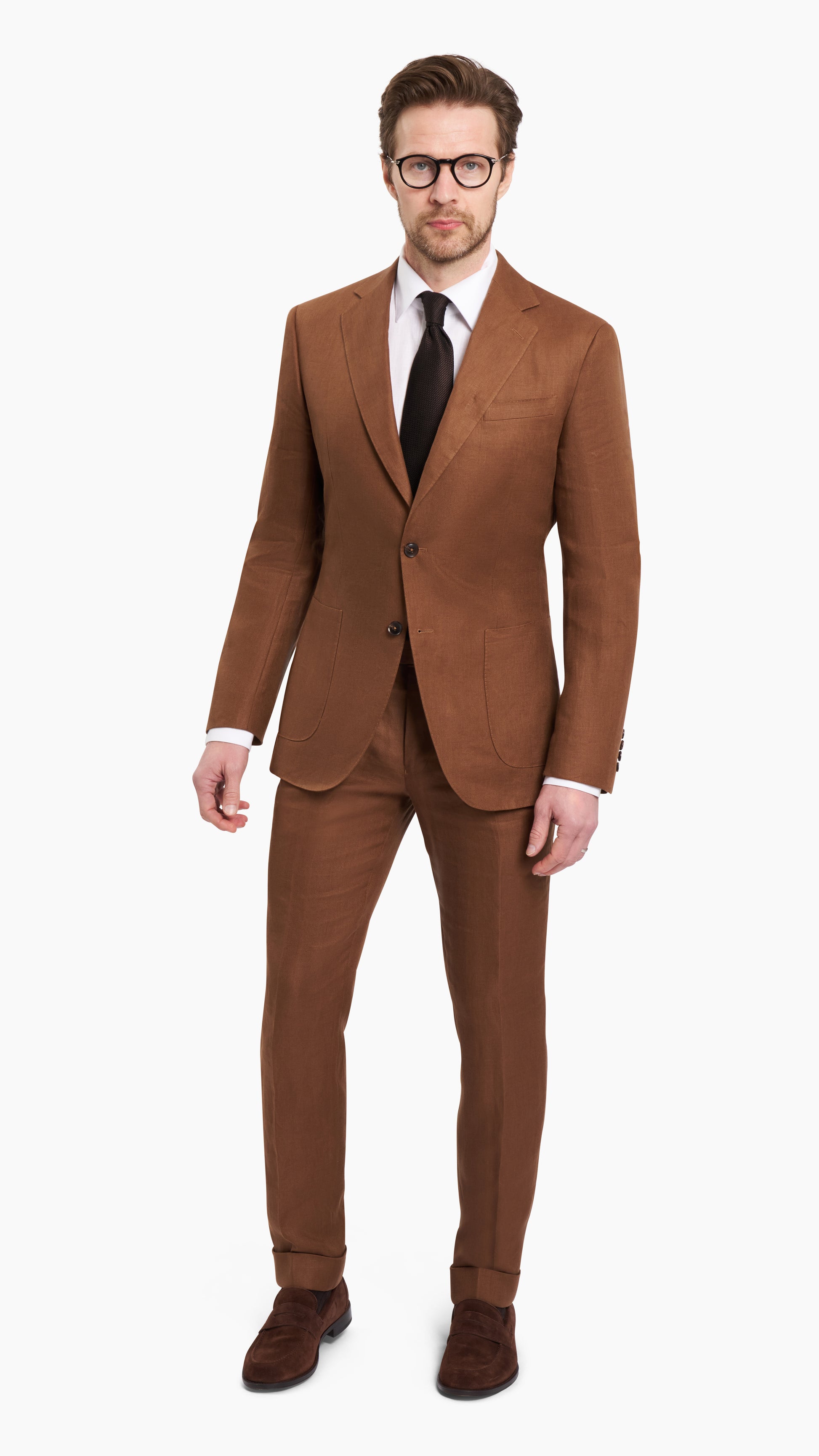 Huddersfield Golden Brown Irish Linen Suit - Suit