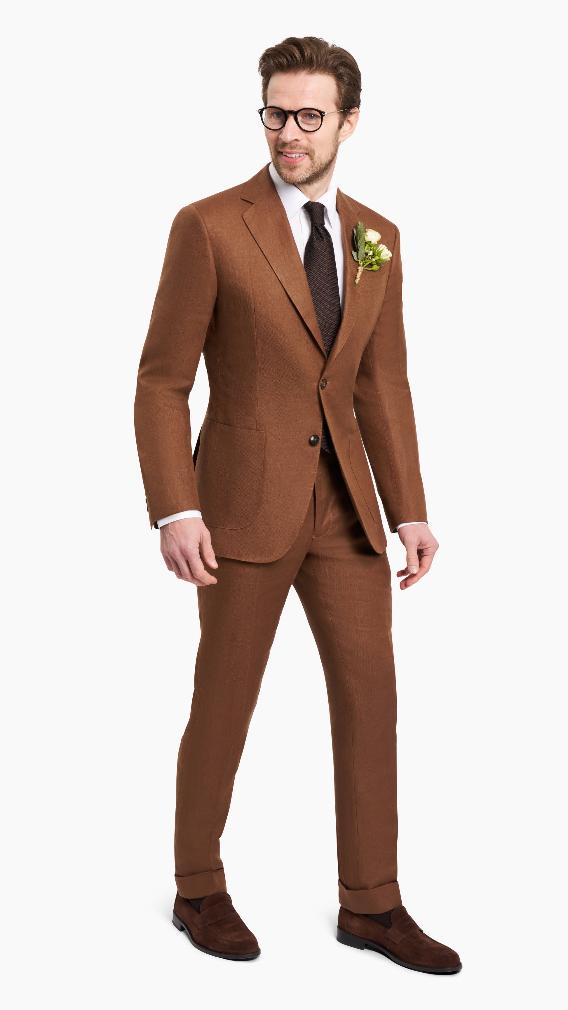 Huddersfield Golden Brown Irish Linen Suit - Suit