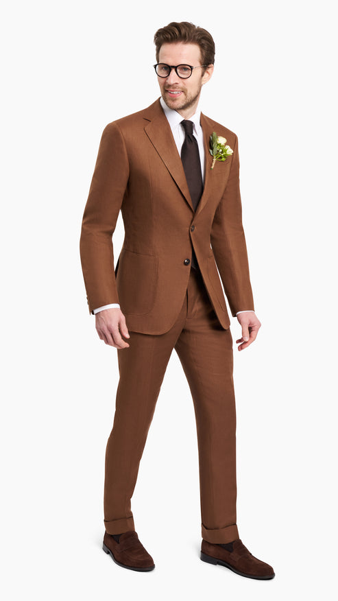 Huddersfield Golden Brown Irish Linen Suit - Suit