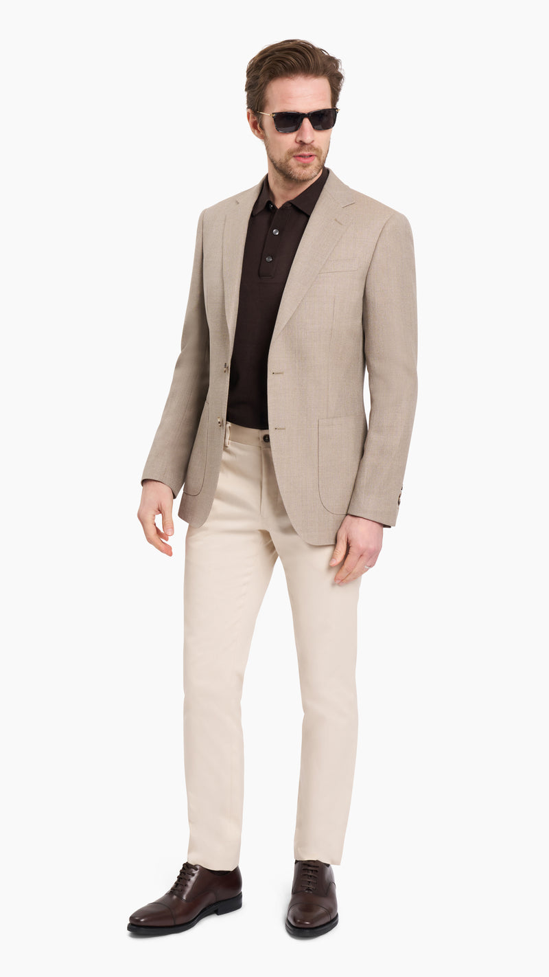 Holland & Sherry Oatmeal Wool Hopsack Jacket - Suit