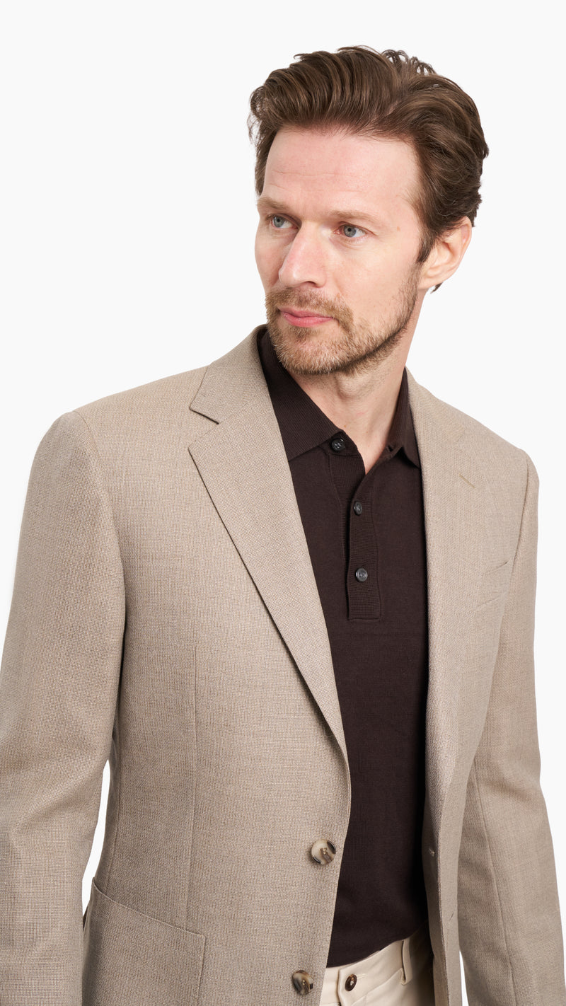 Holland & Sherry Oatmeal Wool Hopsack Jacket - Suit