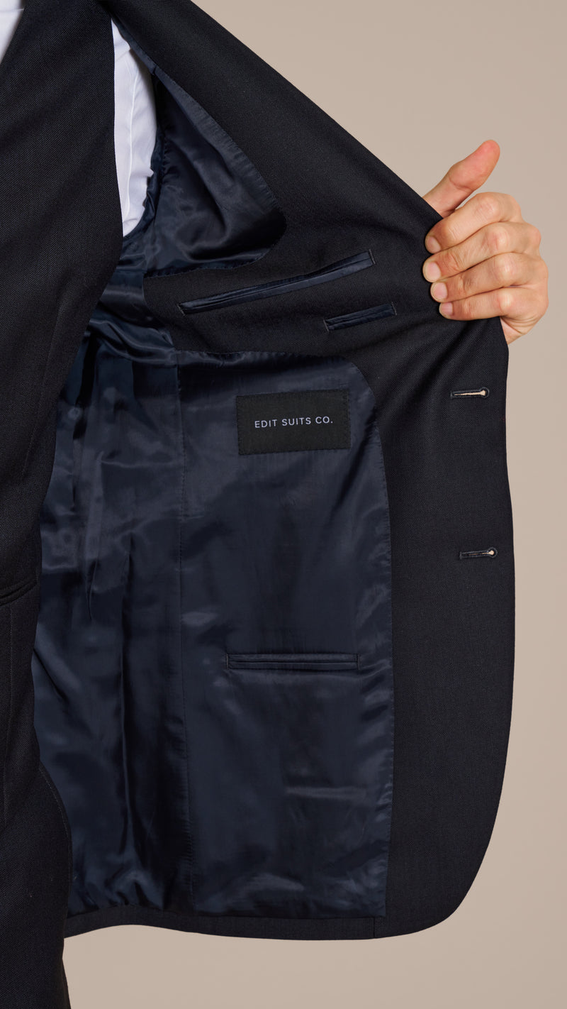 Alfred Brown Navy High Twist Wool Suit