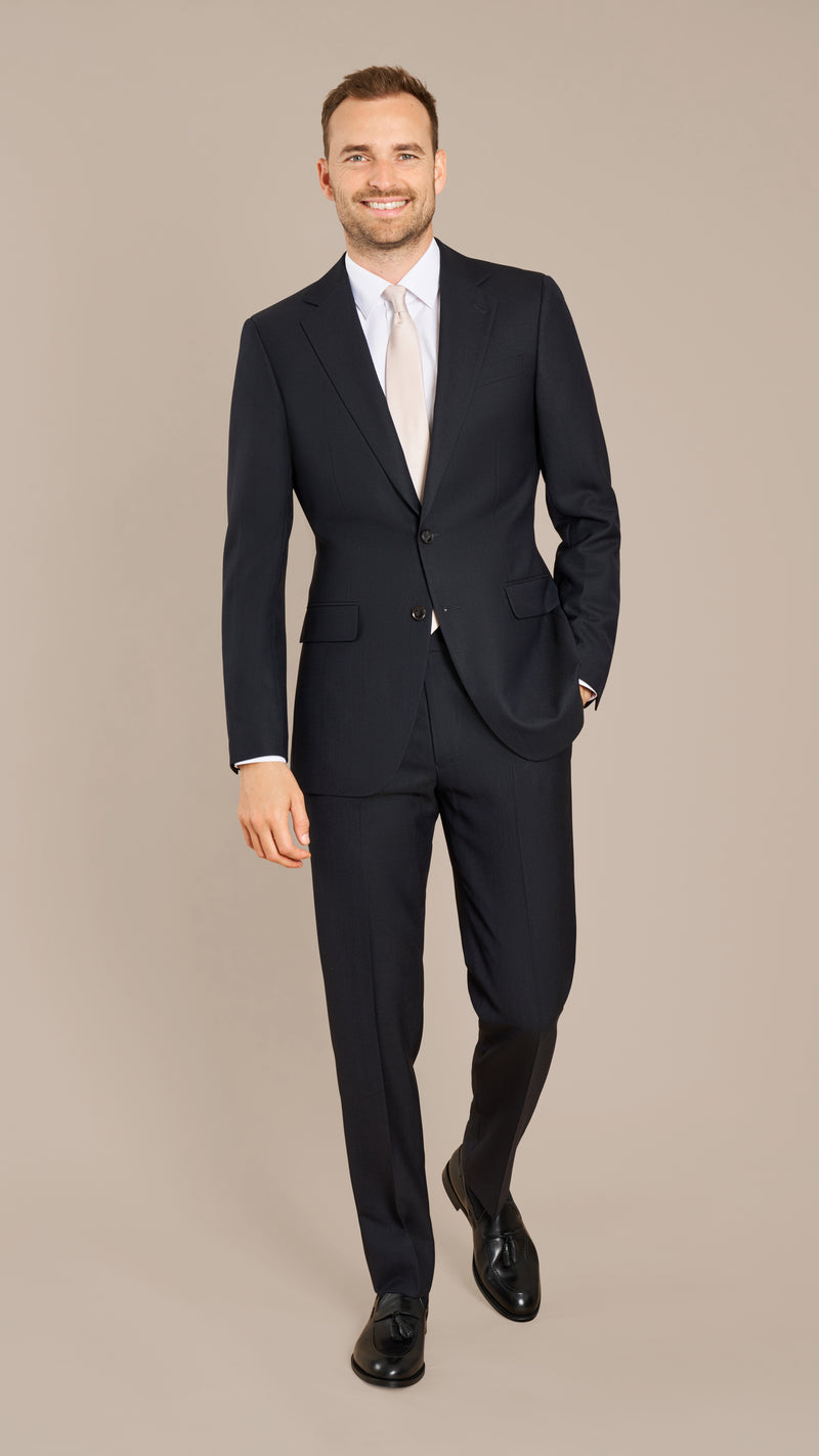 Alfred Brown Navy High Twist Wool Suit