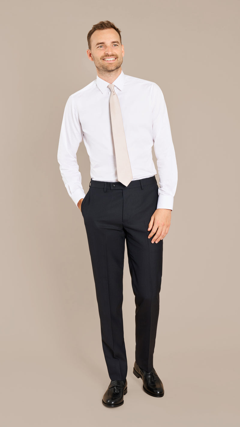 Alfred Brown Navy High Twist Wool Suit