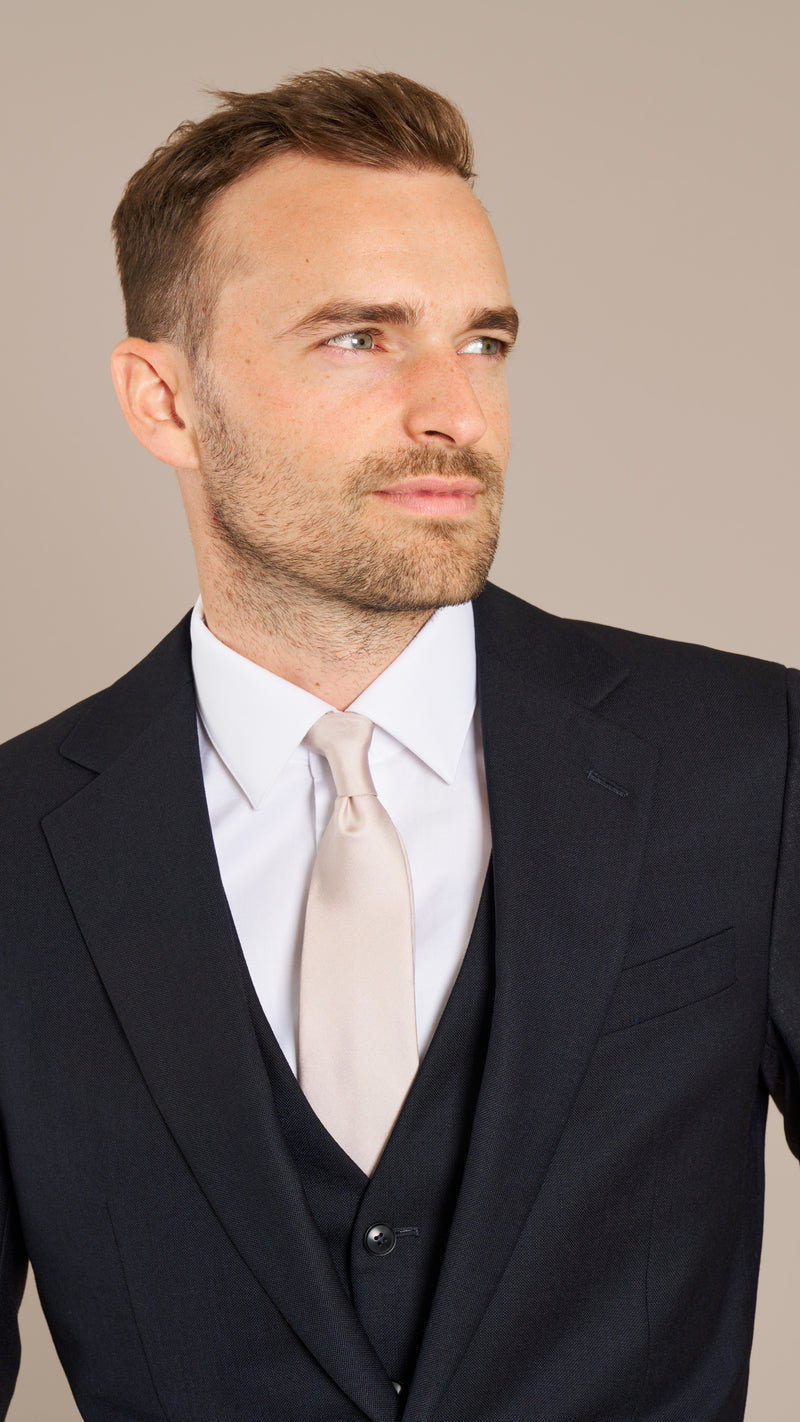 Alfred Brown Navy High Twist Wool Suit