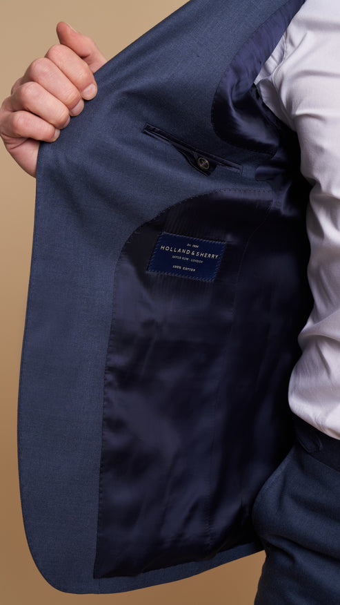 Sharkskin Blue Wool Hardy Amies Suit