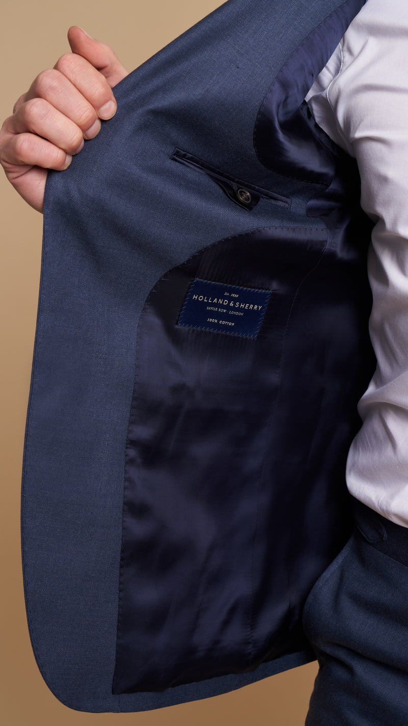 Sharkskin Blue Wool Hardy Amies Suit