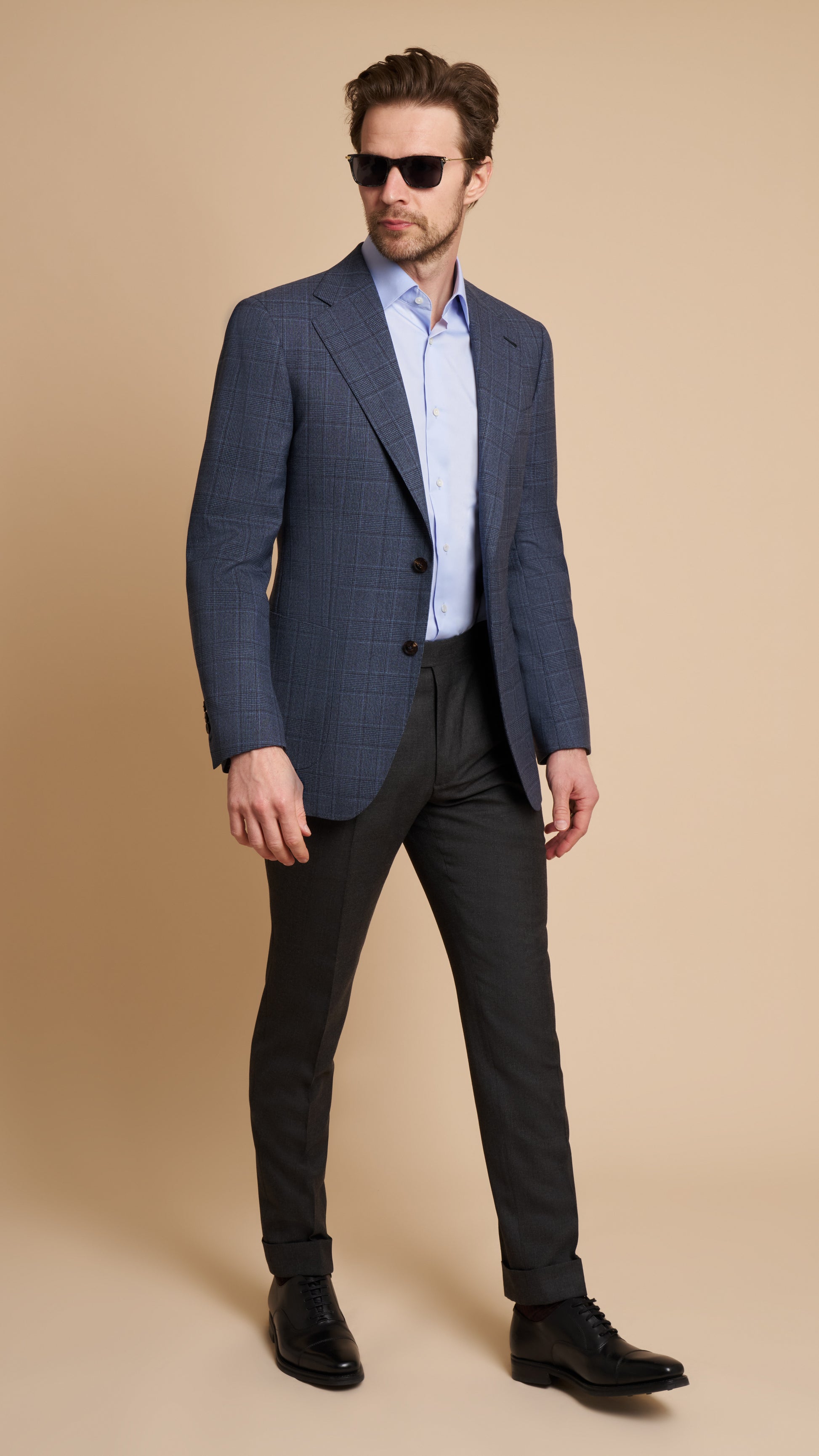 Textured Prince of Wales Blue jacket Hardy Amies Jacket