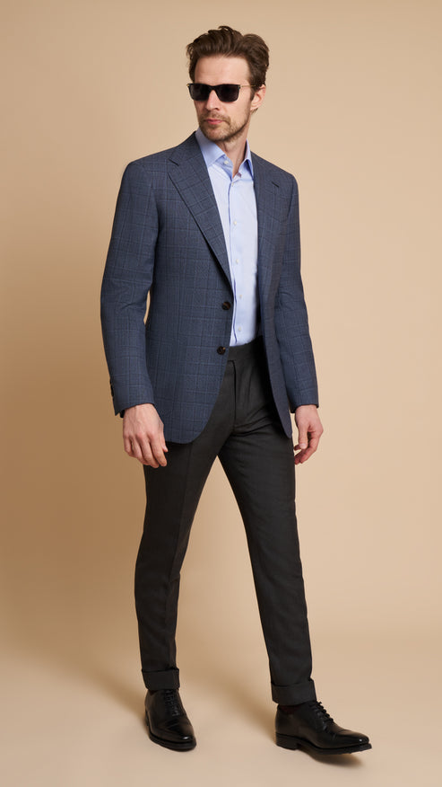 Textured Prince of Wales Blue jacket Hardy Amies Jacket