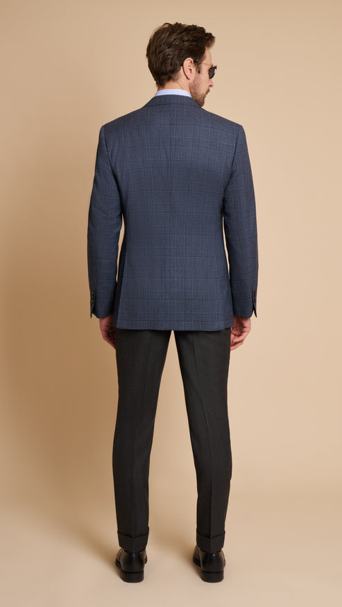 Textured Prince of Wales Blue jacket Hardy Amies Jacket