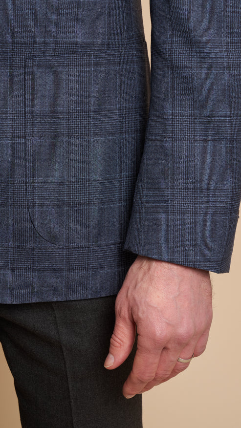 Textured Prince of Wales Blue jacket Hardy Amies Jacket