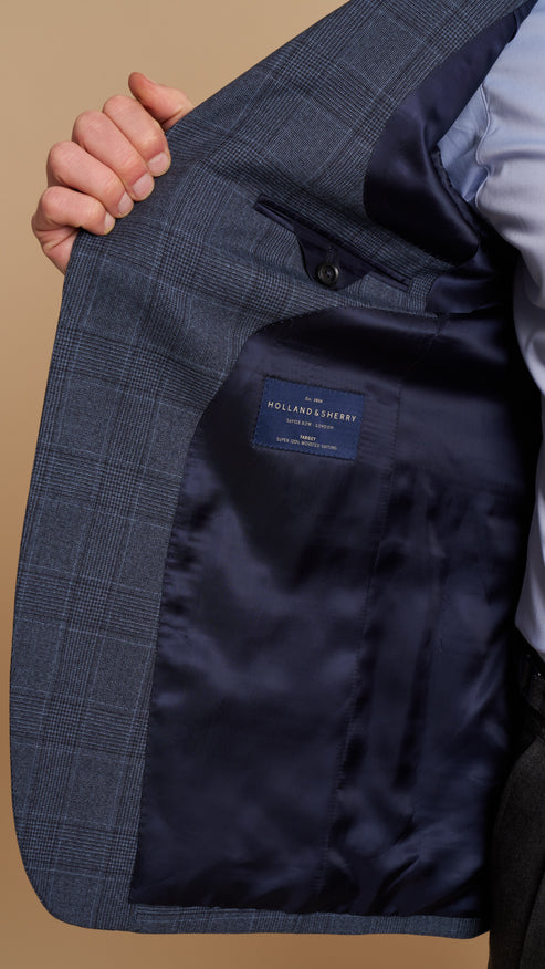 Textured Prince of Wales Blue jacket Hardy Amies Jacket