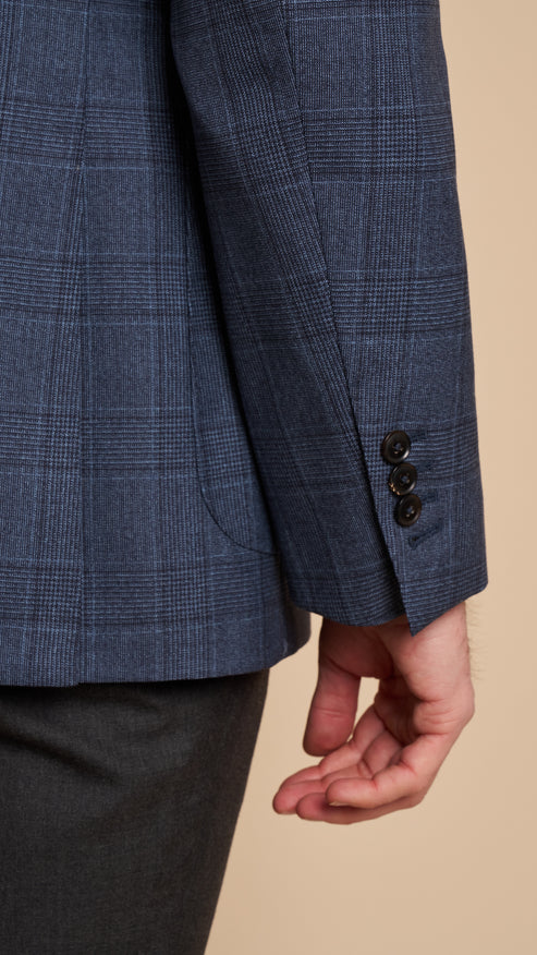 Textured Prince of Wales Blue jacket Hardy Amies Jacket