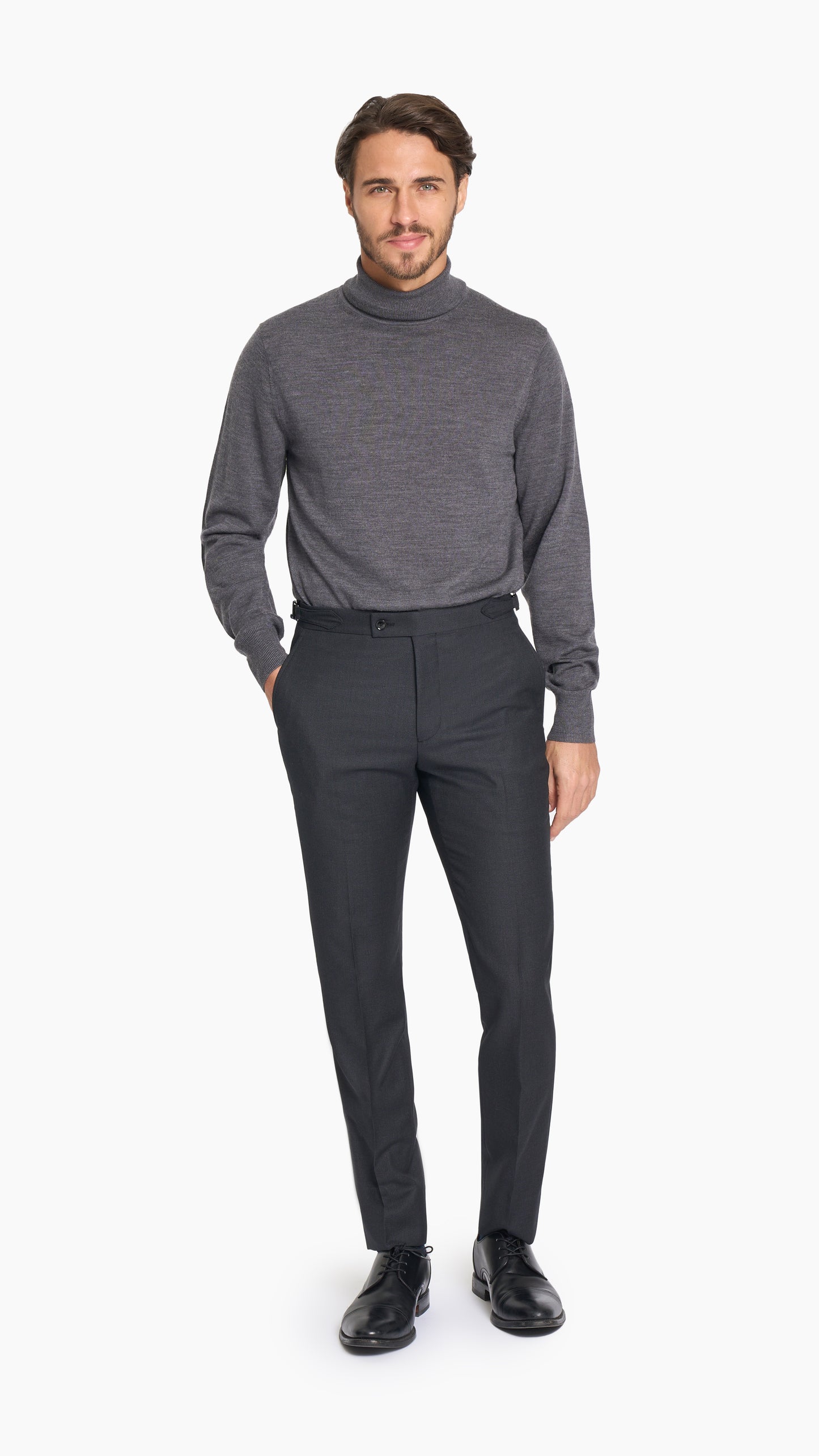 Charcoal Grey Birdseye Trouser