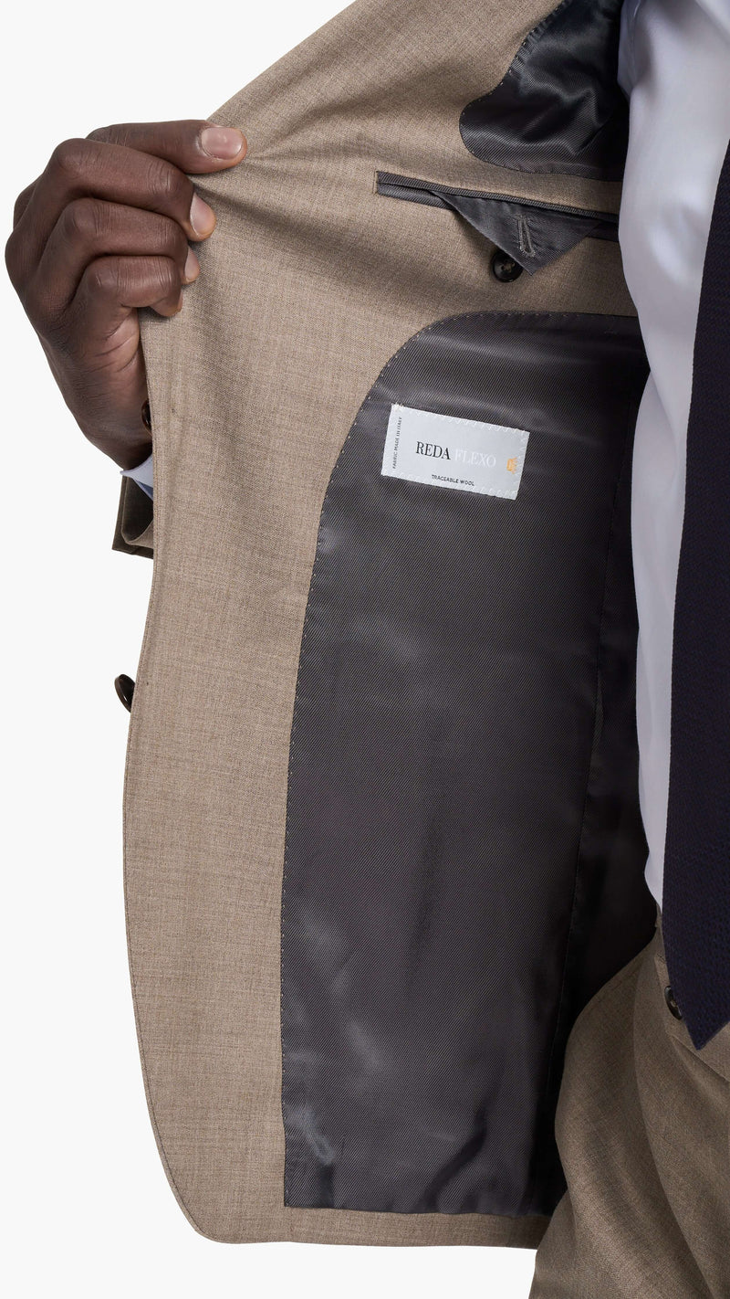 Reda Light Brown Twill Custom Suit