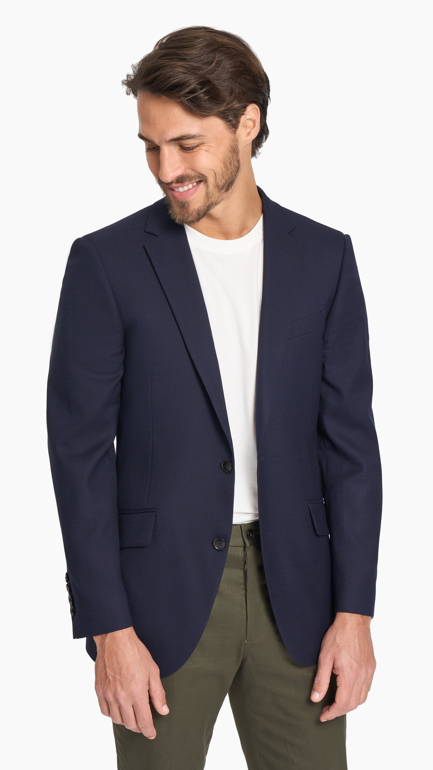 Navy Blue Basket Weave Jacket