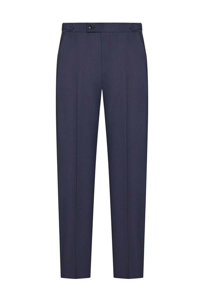 Scabal Navy Blue Herringbone Custom Suit