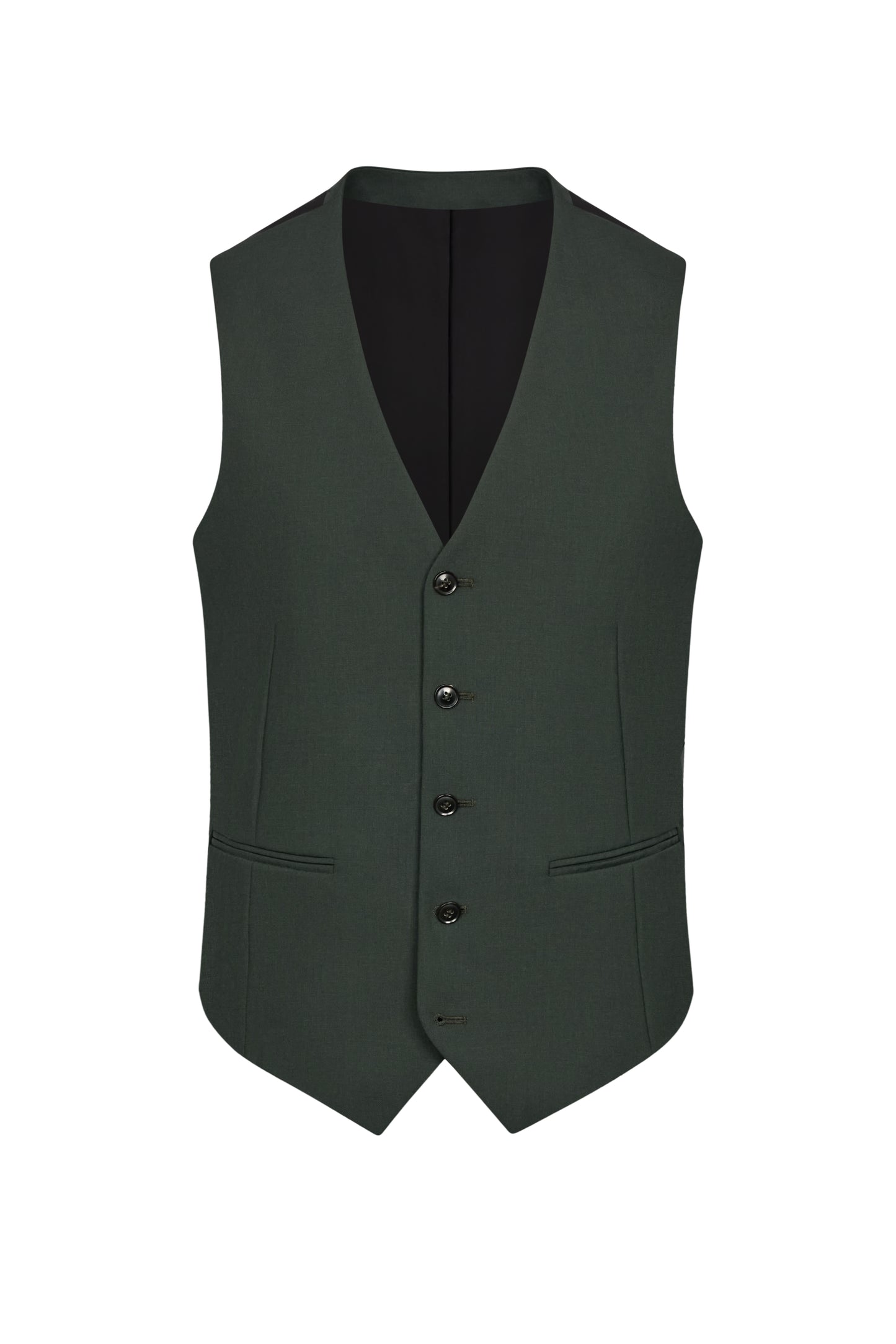 Dark Green Plain Weave Custom Waistcoat