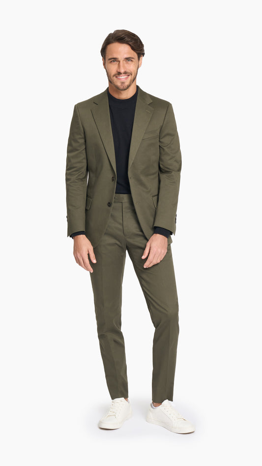 Holland & Sherry Dark Olive Twill Cotton Custom Suit