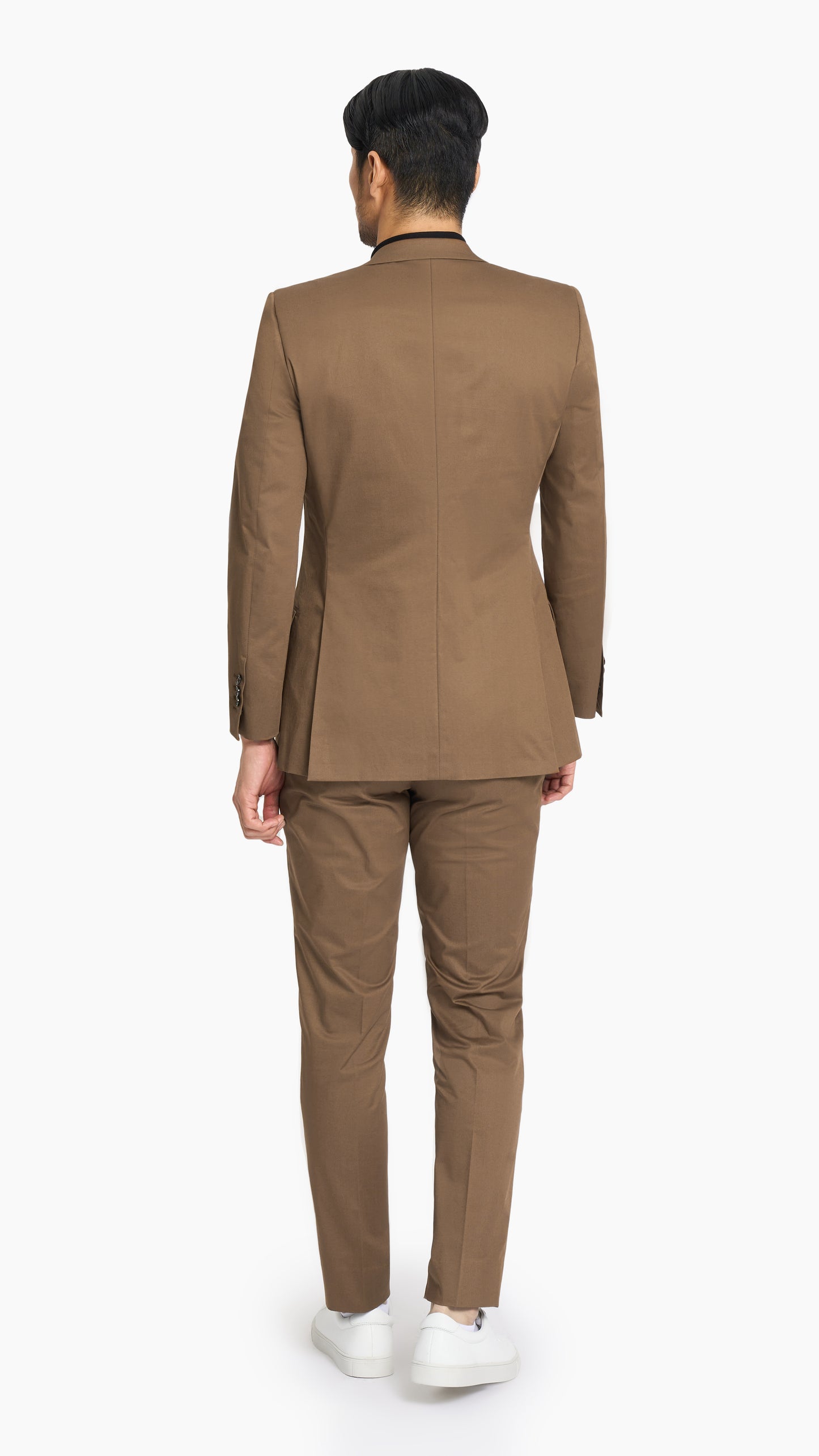 Holland & Sherry Dark Tan Twill Cotton Custom Suit