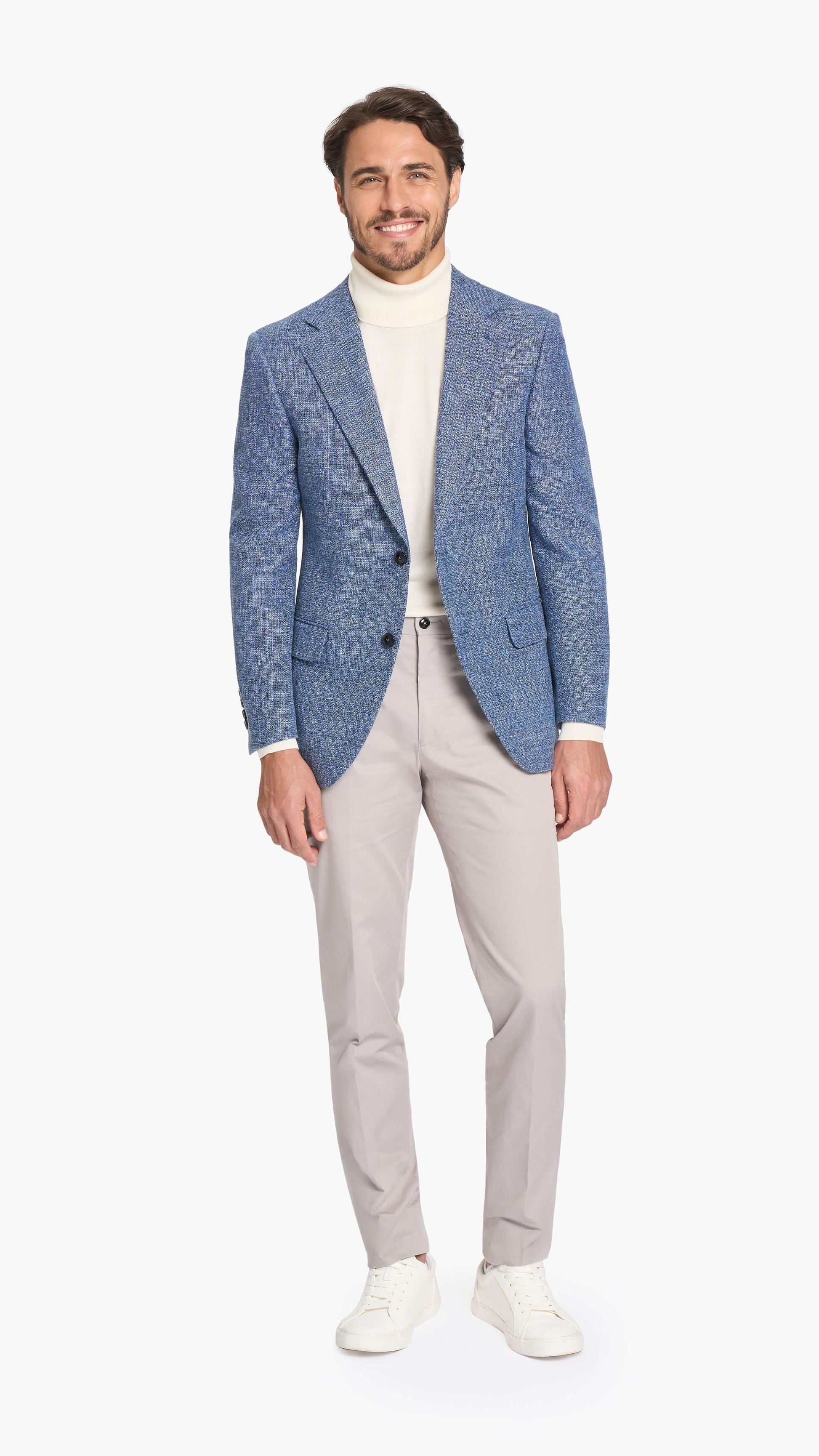 Scabal Steel Blue Hopsack Custom Jacket