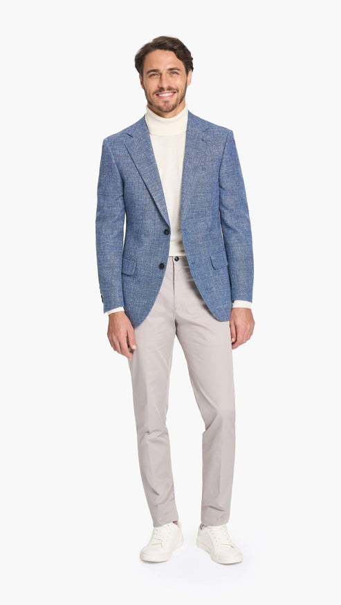 Scabal Steel Blue Hopsack Custom Jacket