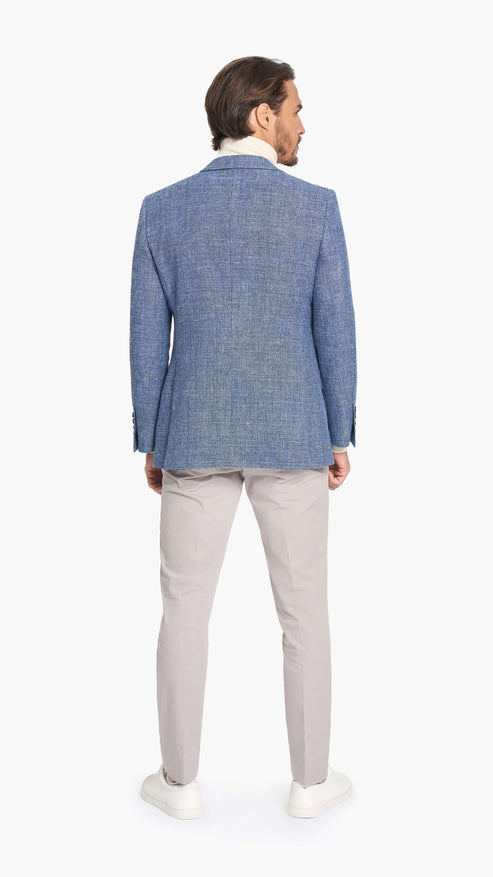 Scabal Steel Blue Hopsack Custom Jacket